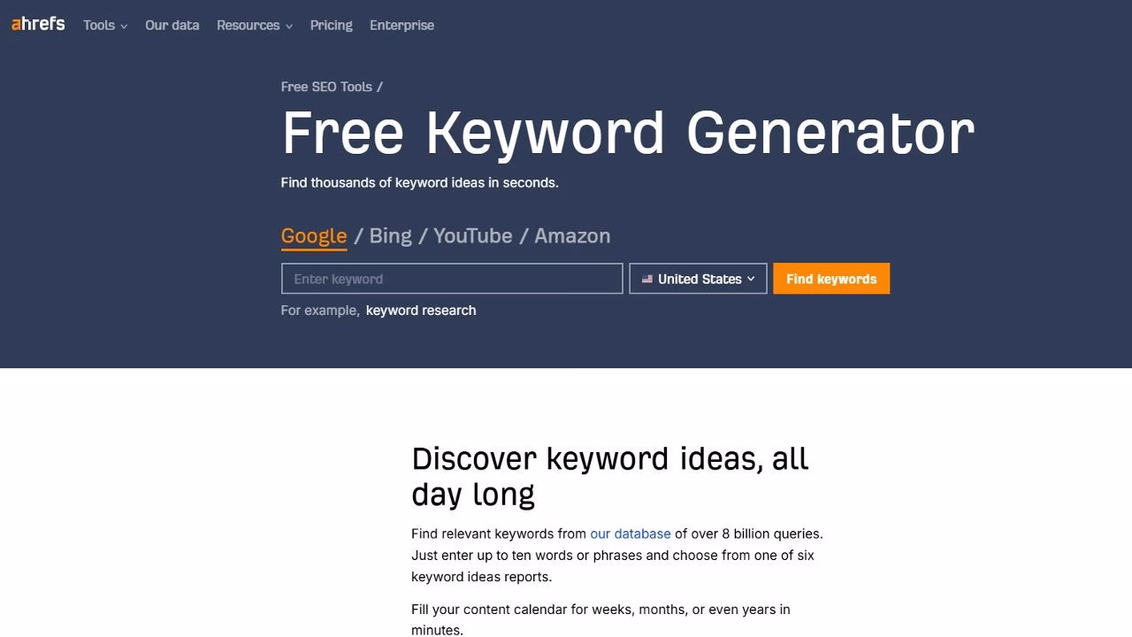 Image highlighting home page of Ahrefs Futurecept | Blogs Home Page of Ahrefs