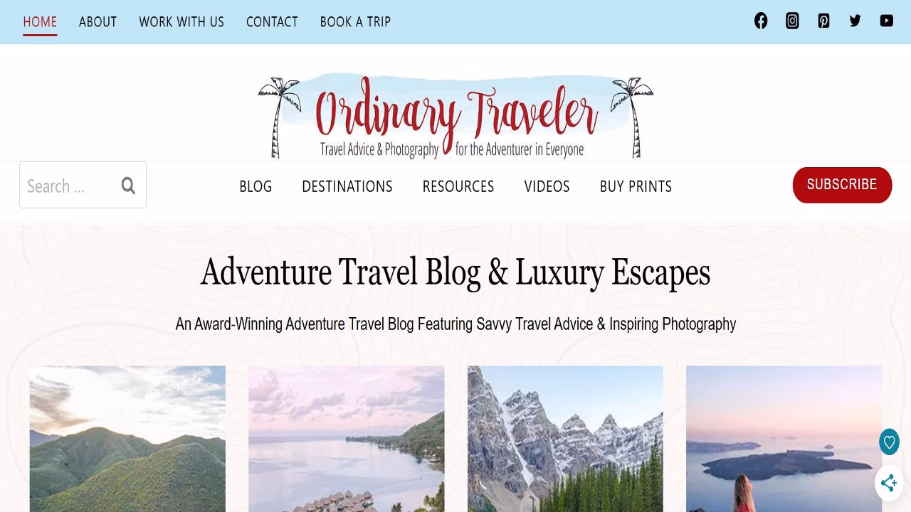 Ordinary traveler outdoor adventure blog Futurecept | Blogs Screenshot or Illustration of Ordinary Traveler Blog Featuring Outdoor Adventures and Travel Experiences