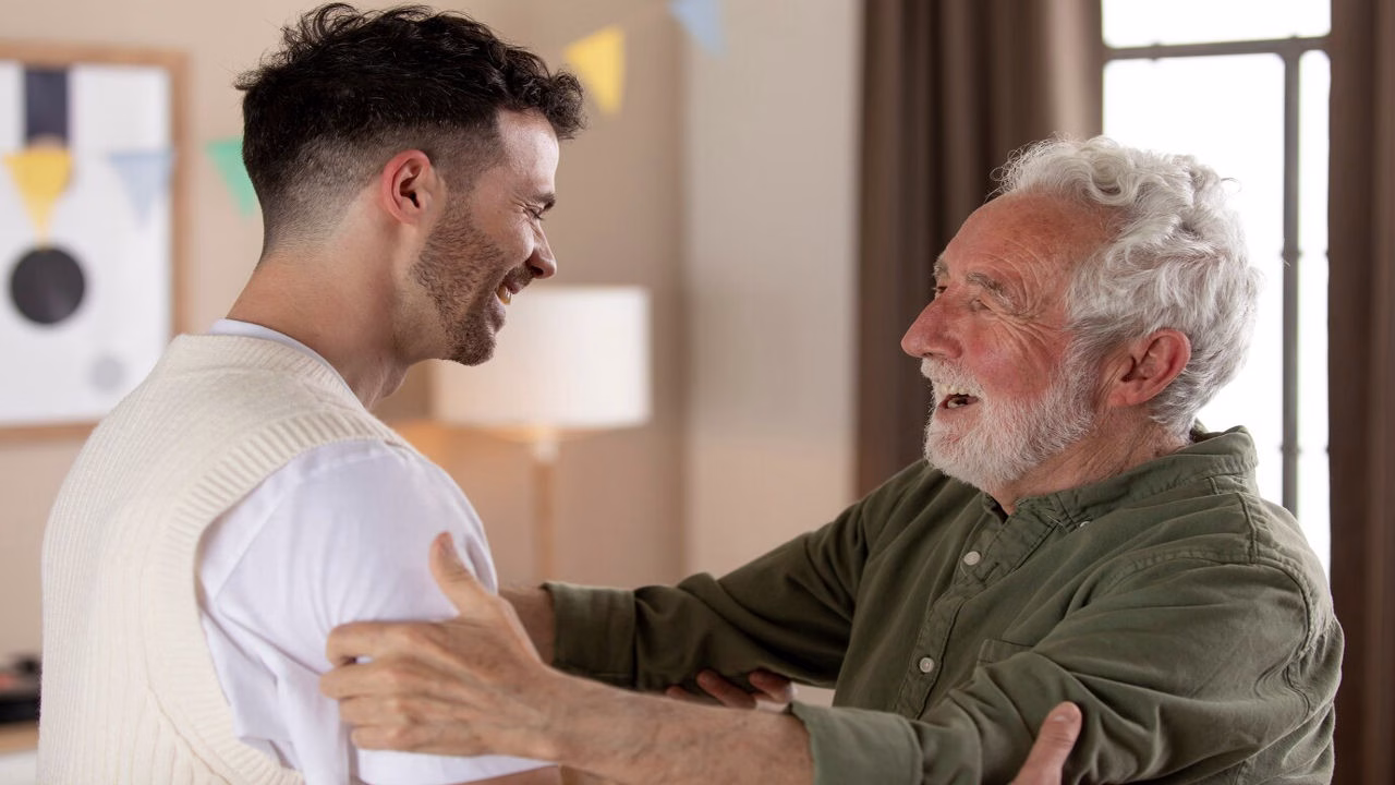 a Family Sharing a Special Fatherâ€™s Day Moment with Their Beloved Papa