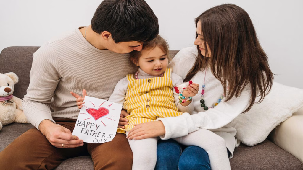 a Wife Giving Her Husband a Thoughtful Fatherâ€™s Day Wish and Card
